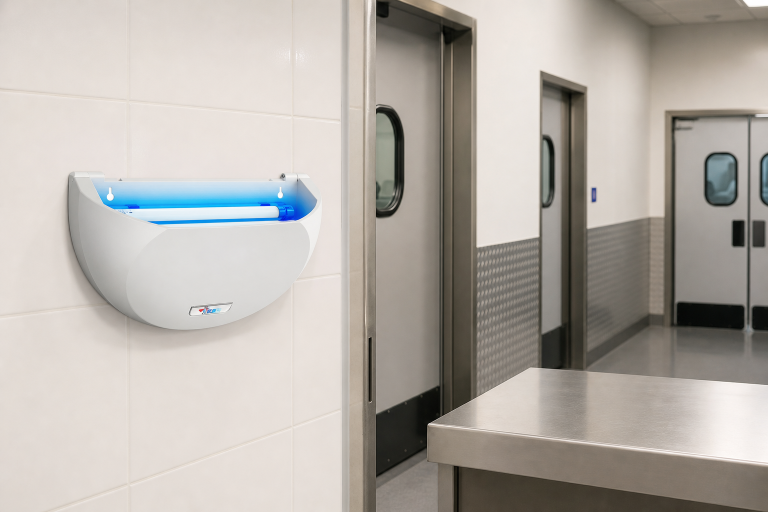 A70 sticky fly control device shown on a clean commercial service corridor wall